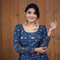 Blue Floral Georgette Gown With Backless Design For Women
