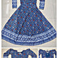Blue Floral Georgette Gown With Backless Design For Women