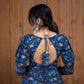 Blue Floral Georgette Gown With Backless Design For Women