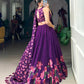 Lavender Floral Print Dola Silk Lehenga Choli Set For Women