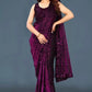 Lycra Blend Solid Saree for Women (Navy Blue, 6.3 m)