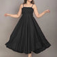 Black Solid Flared Maxi Dress For Women - Full Length Party Wear Gown
